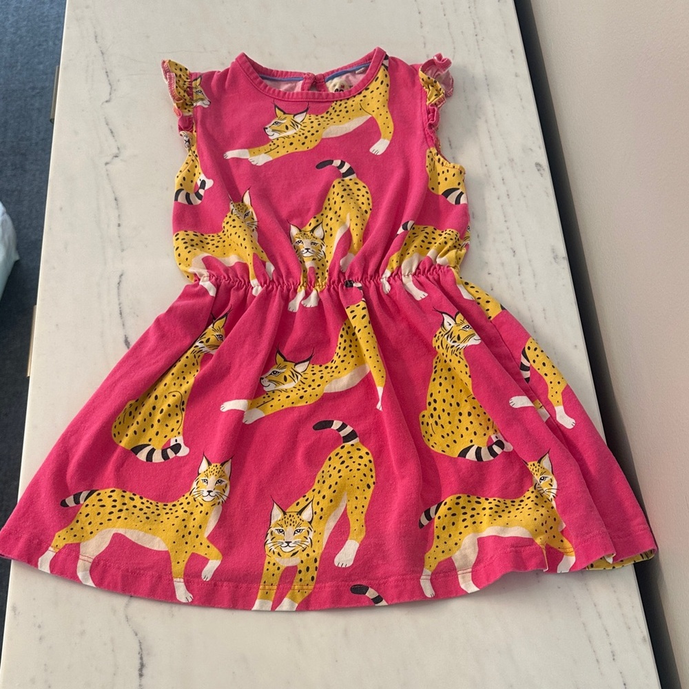 Mini Boden Pink Leopard Print Kids Dress